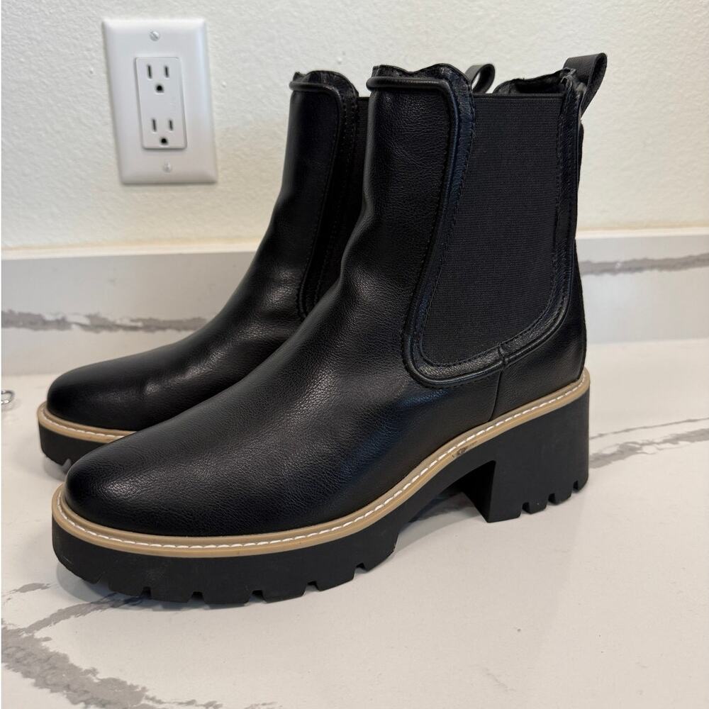MIA Chelsea Platform Boots Sock Bootie Black Leather Waterproof Size Women's 10